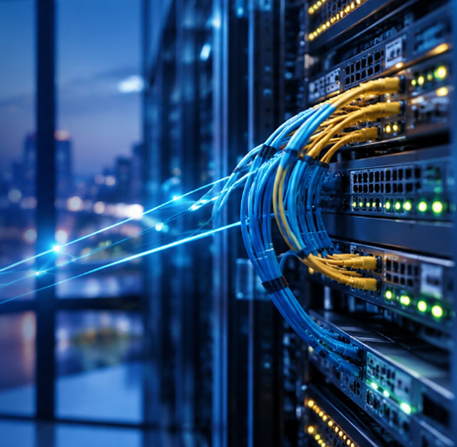 Equipos de red, fibra óptica y conectividad empresarial